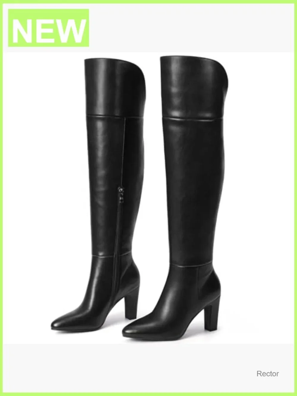 Thigh High Over the Knee Boots with Chunky Heel Pointed Toe Side Zipper